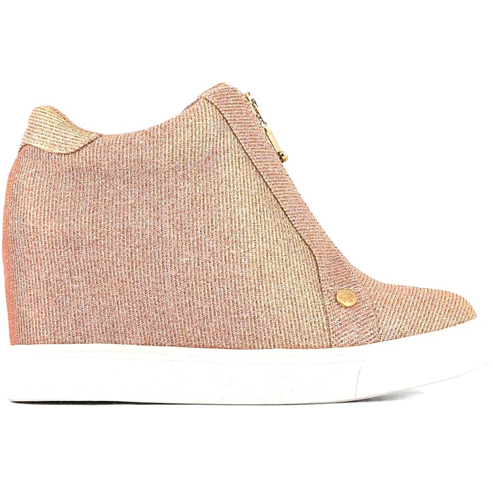 Juicy couture high top Journey sneakers wedge boots in rose gold Sz 6.5 or 37